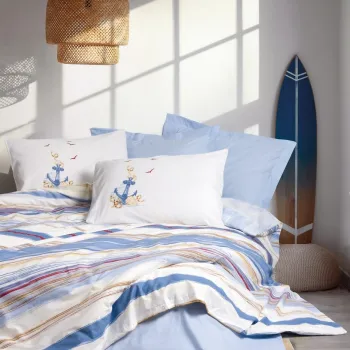 Lenjerie de pat pentru o persoana Single XXL (DE), L'essentiel Maison, Moreno, Albastru imagine