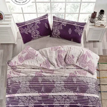 Lenjerie de pat pentru o persoana Single XXL (DE), L'essentiel Maison, Pyramid, Mov/Alb imagine