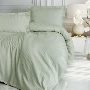 Lenjerie de pat pentru o persoana Single XXL (DE), L'essentiel Maison, Stripe, Salvie imagine