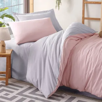 Lenjerie de pat pentru o persoana, Solid - Powder, Grey, Eponj Home, 65% bumbac/35% poliester imagine