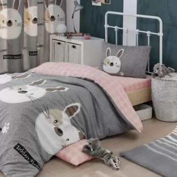 Lenjerie de pat pentru o persoana, Tavsanc?k, Eponj Home, 65% Bumbac/35% Poliester imagine