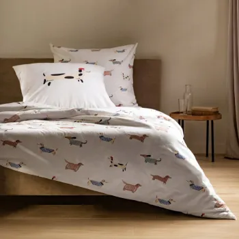 Lenjerie de pat pentru o persoana Teckel, Homla, 2 piese, 140x200 cm, bumbac, multicolor imagine