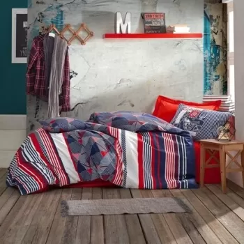 Lenjerie de pat pentru o persoana The Riders - Red, Cotton Box, 3 piese, bumbac ranforce, rosu imagine