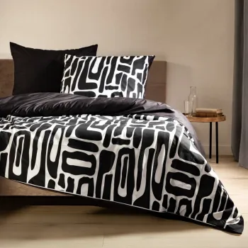Lenjerie de pat pentru o persoana Twilight, Homla, 2 piese, 140x200 cm, microfibra din poliester, negru/alb imagine