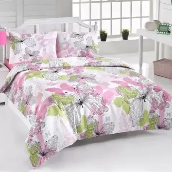 Lenjerie de pat pentru o persoana, Victoria, Belinda V2, 3 piese, amestec bumbac, multicolor imagine