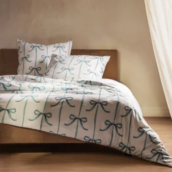 Lenjerie de pat pentru o persoana Vivienne, Homla, 2 piese, 140x200 cm, microfibra din poliester, alb/albastru imagine