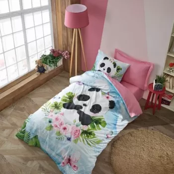 Lenjerie de pat pentru o persoana Young, 3 piese, 160x220 cm, 100% bumbac ranforce, Cotton Box, Jodi, roz imagine