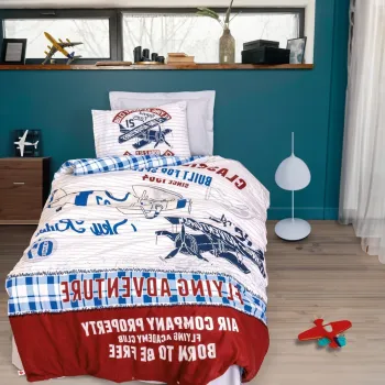 Lenjerie de pat pentru o persoana Young, Flying - Grey, Cotton Box, Bumbac Ranforce imagine