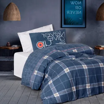 Lenjerie de pat pentru o persoana Young, Given - Grey v2, Cotton Box, Bumbac Ranforce imagine