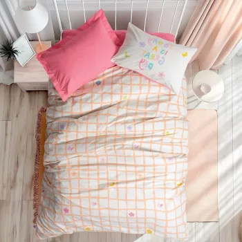 Lenjerie de pat pentru o persoana Young, Jours - Pink, Cotton Box, Bumbac Ranforce imagine