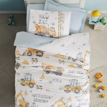 Lenjerie de pat pentru o persoana Young, L'essentiel Maison, Buildo, Bumbac Ranforce, Albastru imagine