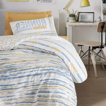 Lenjerie de pat pentru o persoana Young, L'essentiel Maison, Dashon, Bumbac Ranforce, Galben imagine