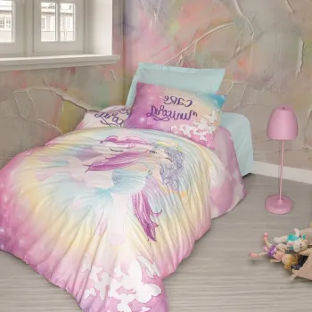 Lenjerie de pat pentru o persoana Young, Sirena - Mint, Cotton Box, Bumbac Ranforce imagine