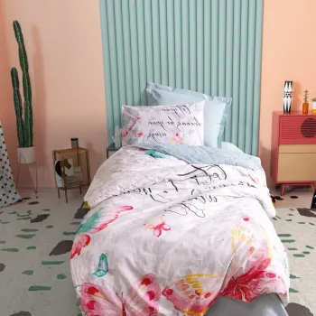 Lenjerie de pat pentru o persoana Young, Wings - Mint, Cotton Box, Bumbac Ranforce imagine