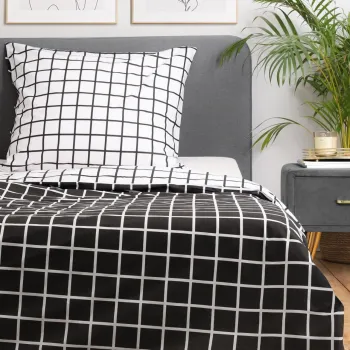 Lenjerie de pat Reyes, Homla, 140x200 cm, bumbac, alb/negru imagine