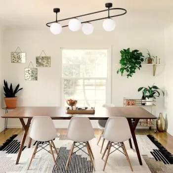 Lustra, Abakus - 4891, Opviq, 124 x 40 x 33 cm, 4 x E27, 40W, negru/alb imagine