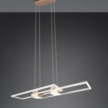 Lustra Albany, TRIO, 100x28x150 cm, 37W, 1x SMD, aluminiu, maro/alb imagine