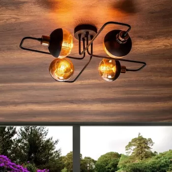 Lustra, Alby, 525NOR1183, Fier, Negru/Cupru imagine