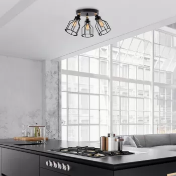 Lustra, Alby, 525NOR1507, Metal, Negru/Auriu imagine