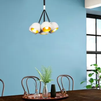 Lustra, Alby, 527ABY1732, Metal, Alb/Auriu imagine