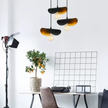 Lustra, Alby, 527ABY1822, Fier, Negru/Auriu imagine