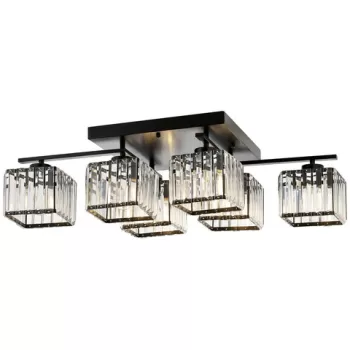 Lustra, Aurora, 301AUR1199, Metal, Negru / Alb / Bronz imagine