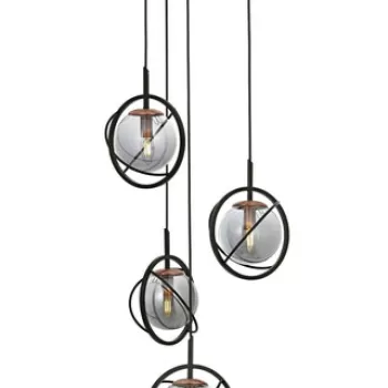 Lustra, Aurora, 301AUR1256, Metal, Negru/Bronz imagine