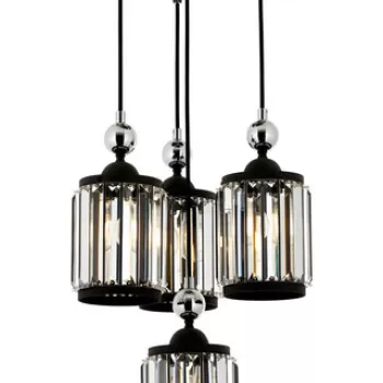 Lustra, Aurora, 301AUR1274, Metal, Negru / Alb / Argintiu imagine