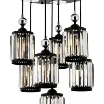 Lustra, Aurora, 301AUR1276, Metal, Negru / Alb / Argintiu imagine