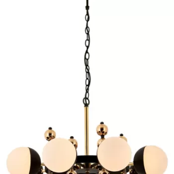 Lustra, Aurora, 301AUR1278, Metal, Negru/Auriu imagine