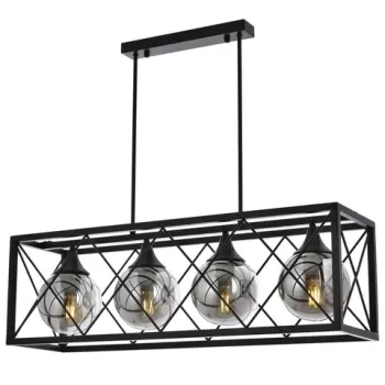 Lustra, AV-1732-4Y-BSY, Avonni, 80 x 25 x 80 cm, 4 x E27, 60W, negru imagine