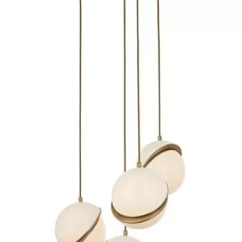 Lustra, Av-1861-4Et, Aurora, 40 x 110 cm, 4 x E27, 80W, alb/aramiu antic imagine