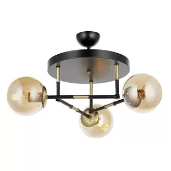 Lustra, Avonni, 683AVN1323, Metal, Negru/Auriu imagine