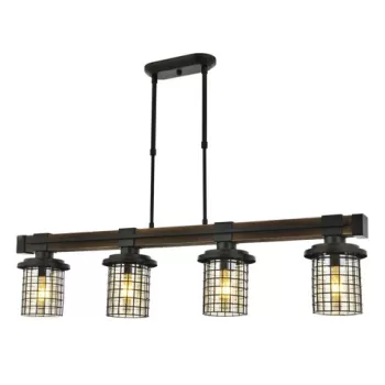 Lustra, Avonni, 683AVN1403, Metal, Negru / Stejar imagine