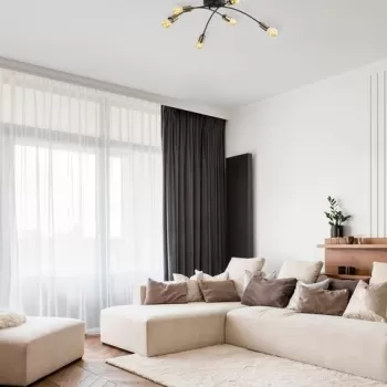 Lustra, Banana - 1142, Tatum, 67 x 67 x 25 cm, 6 x E27, 40W, negru/aramiu antic imagine