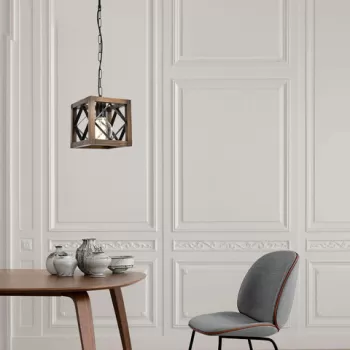 Lustra, Beacon, 890BCN1107, Lemn de carpen, Nuc / Negru imagine