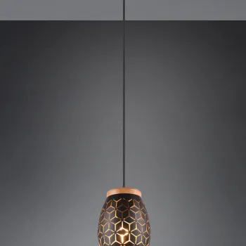 Lustra Bidar, RL, 15x150 cm, 28W, 1x E27, metal, negru/natur imagine