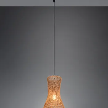 Lustra Bijou, RL, 20x150 cm, 10W, 1x E27, hartie, negru mat/maro imagine