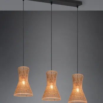 Lustra Bijou, RL, 75x20x150 cm, 10W, 3x E27, hartie, negru mat/maro imagine