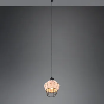 Lustra Borka, RL, 17.5x150 cm, 40W, 1x E27, ratan, natur/negru imagine