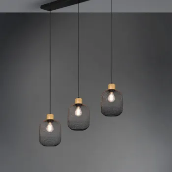 Lustra Calimero, RL, 80x18x150 cm, 40W, 3x E27, metal, negru mat imagine