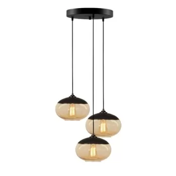 Lustra Camini MR - 868, Opviq, 50 x 113 cm, 3 x E27, 100W, negru/honey imagine