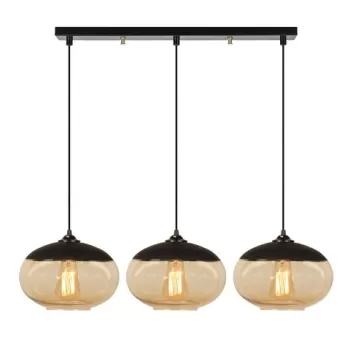 Lustra Camini MR - 871, Opviq, 75 x 25 x 113 cm, 3 x E27, 100W, negru/honey imagine