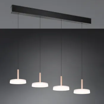 Lustra Celeste, TRIO, 115x22x200 cm, 7W, 4x SMD LED, metal, negru/alb imagine