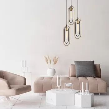 Lustra, Cerco - 2021, Tatum, 38 x 38 x 132 cm, 3 x E27, 40W, negru/auriu imagine