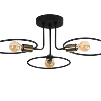 Lustra, Circle - 1341, Tatum, 66 x 66 x 22 cm, 3 x E27, 40W, negru imagine