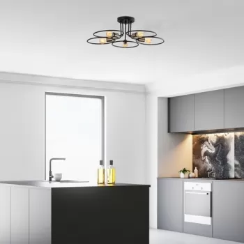 Lustra, Circle - 1346, Tatum, 73 x 73 x 22 cm, 5 x E27, 40W, negru imagine