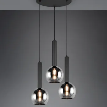 Lustra Clayton, TRIO, 45x150 cm, 28W, 3x E27, metal, negru mat imagine