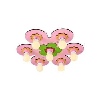 Lustra copii, L1538 - Pink, Lightric, 50 x 6 cm, 7 x E27, 24W, roz imagine