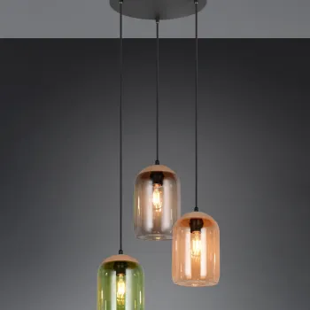 Lustra Cork, TRIO, 30x150 cm, 10W, 3x E27, metal/sticla, multicolor imagine